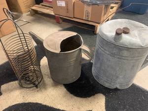 lot 72 image: Vintage Plant Hanger & Metal Cans