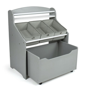 lot 53 image: HUMBLE CREW Camden 3-in-1 Grey Toy Organizer with Rollout Trunk Toy Chest 30 in. H x 25 in. W x 15 in. D