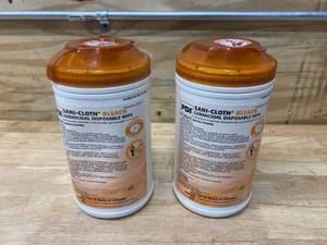 lot 77 image: SANI-CLOTH Lot of 2-  Bleach Surface Disinfectant Cleaner Wipe 65 Count Canisters