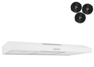 lot 81 image: AKDY 36 in. 58 CFM Convertible Under Cabinet Range Hood in White Painted with Light and Carbon Filters