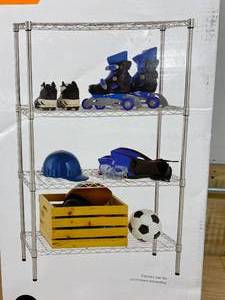 lot 45 image: HDX Chrome 4-Tier Metal Wire Shelving Unit (36 in. W x 54 in. H x 14 in. D)