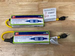 lot 101 image: LEVITON Lot of 2-  GFA15-2C GFCI Cordset, 15A, 125V, 2 Long, Automatic Reset