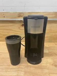 lot 115 image: BLACKDECKER Black Single Serve Drip Coffee Maker with Travel Mug