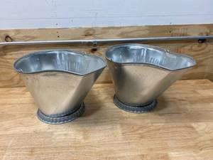 lot 120 image: LASTING TRADITIONS Lot of 2-  Silver Galvanized Steel Coal Hods