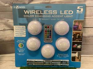 New 5 Pack Wireless LED Color Changing Puck Lights