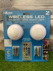 New 2 Pack Wireless LED Puck Lights