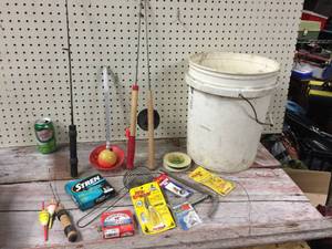 lot 32 image: Ice Fishing Items In Bucket