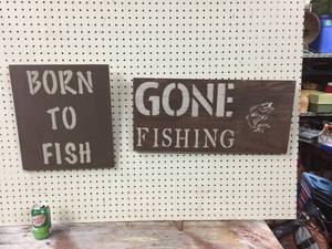 lot 42 image: Gone Fishing - Born to Fish Wooden Signs