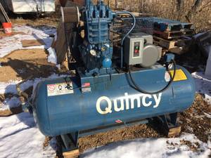 lot 1 image: Quincy Horizontal 80 Gal. 5hp Air Conditioner