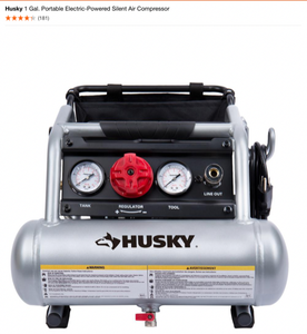 lot 9 image: Husky 1 Gal. Portable Electric-Powered Silent Air Compressor. See Pictures