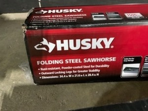 lot 14 image: (2) Husky 28 in. Folding Steel Sawhorse in Black. See Pictures