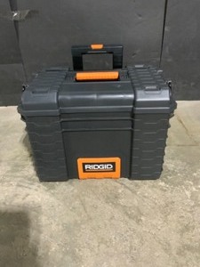 lot 18 image: RIDGID 22 in. Pro Gear Cart Tool Box in Black. See Pictures