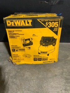 lot 21 image: DEWALT 6 Gal. 18-Gauge Brad Nailer and Heavy-Duty Pancake Electric Air Compressor Combo Kit (1-Tool). See Pictures