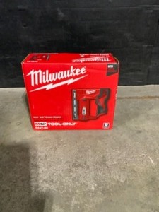 lot 32 image: Milwaukee M12 12-Volt Lithium-Ion Cordless 38 in. Crown Stapler (Tool-Only). See Pictures