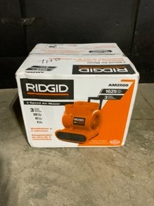 lot 33 image: RIDGID 1625 CFM Blower Fan Air Mover with Handle and Wheels. See Pictures