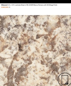 lot 42 image: Wilsonart 5 ft. x 12 ft. Laminate Sheet in RE-COVER Bianco Romano with HD Mirage Finish. See Pictures