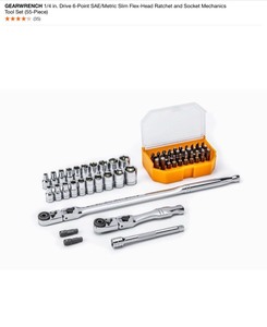 lot 48 image: GEARWRENCH 14 in. Drive 6-Point SAEMetric Slim Flex-Head Ratchet and Socket Mechanics Tool Set (55-Piece) & 18-Piece Wrench Set. See Pictures