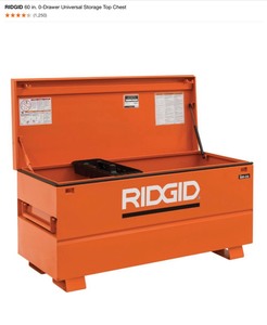 lot 59 image: RIDGID 60 in. 0-Drawer Universal Storage Top Chest. See Pictures