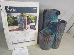 lot 8 image: New Lighted 3 Tier Ceramic Fountain