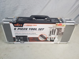 lot 28 image: New 6 pc BBQ Tool Set with Aluminum Case