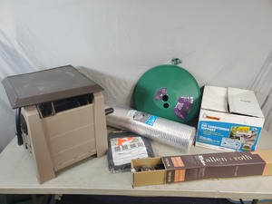 lot 112 image: Assorted Household Items, Duct, Christmas Tree Stand, Hose Reel, Etc