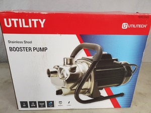lot 142 image: New 1 HP Stainless Steel Booster Pump