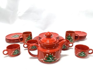 German Red Christmas Tree Dish Set