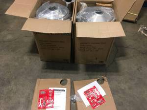 lot 20 image: Lot 2 48000BTU Stainless Steel Patio Heater Customer Returns See Pictures