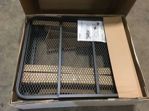lot 24 image: 60 x 24 Black Steel Basket Cargo Carrier (Fixed 2 Shank, 500 lbs.) by CURT Customer Returns See Pictures