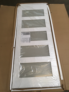 lot 32 image: 15 in. x 55 in. Open Louvered Polypropylene Shutters Pair in White by Ply Gem Customer Returns See Pictures
