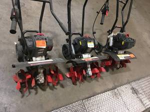 lot 42 image: Lot of 3 15 in. 46 cc Gas Powered 4-Cycle Gas Cultivator by Legend Force Customer Returns See Pictures