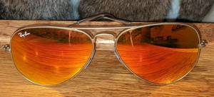 lot 28 image: Vintage Ray-Ban 5814 Aviator Shooting Sunglasses USA Amber Yellow W Case
