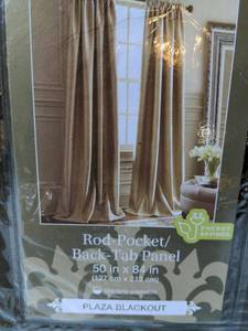 lot 34 image: ROYAL VELVET ROD-POCKETBACK-TAB BLACKOUT PANEL CURTAIN. 50X84 EXECUTIVE BROWN