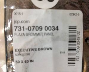 lot 35 image: NEW ROYAL VELVET GROMMET BLACKOUT PANEL CURTAIN. 50 X 63 EXECUTIVE BROWN. NIP