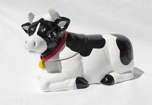 New Vintage Earthenware Ceramic Cow Cookie Jar With Sound