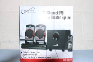 lot 14 image: Supersonic 2.1 Compact Home Theater Surround Sound System - New in Box - Model SC-35HT