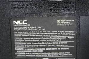 lot 28 image: NEC 58 HD HDTV Widescreen LED Display  Television  TV  Monitor E585