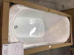 Schon Aiden 70 in. L Acrylic Single Slipper Flatbottom Non-Whirlpool Bathtub in White not used see pictures