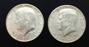 2 90% Silver Kennedy Half Dollars