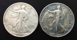 2 Walking Liberty Half Dollars