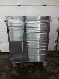lot 1 image: Thor 2-Piece Stainless Steel Rolling Tool Chest FULL OF TOOLS