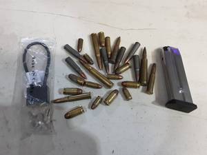 lot 34 image: Springfield 9mm Magazine, Assorted Ammo & Gun Lock