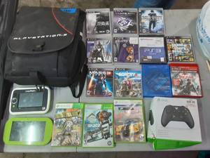 lot 40 image: Lot Of Assorted Video Games, Controller, Kids Pads, Play Station Back Pack