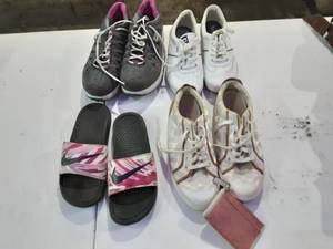 lot 55 image: Coach Sneaker Size 10, Coach Coin Purse, Shape-Ups Size 10, Nike Slides Size 7, Kids Sneakers Size 10