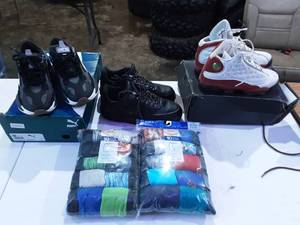 lot 57 image: 3-Pair Sneakers, 2-New Boxer Briefs Size XL 1416