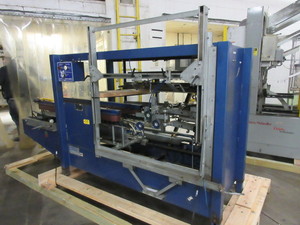 lot 515 image: DURABLE PACKAGING PNUEMATIC ARM BOX ERECTOR WITH BOTTOM SEALER AND TAPE HEAD