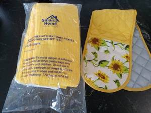 13 pc Set Sunflower Kitchen Towel a...