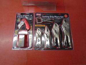 Set of locking pliers & utility knife. As shown.