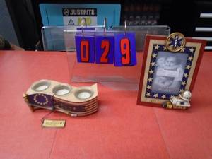 EMS picture frame & flag candles. As shown.