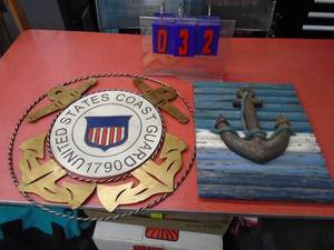 US Coast Guard display & anchor plaque. As shown.